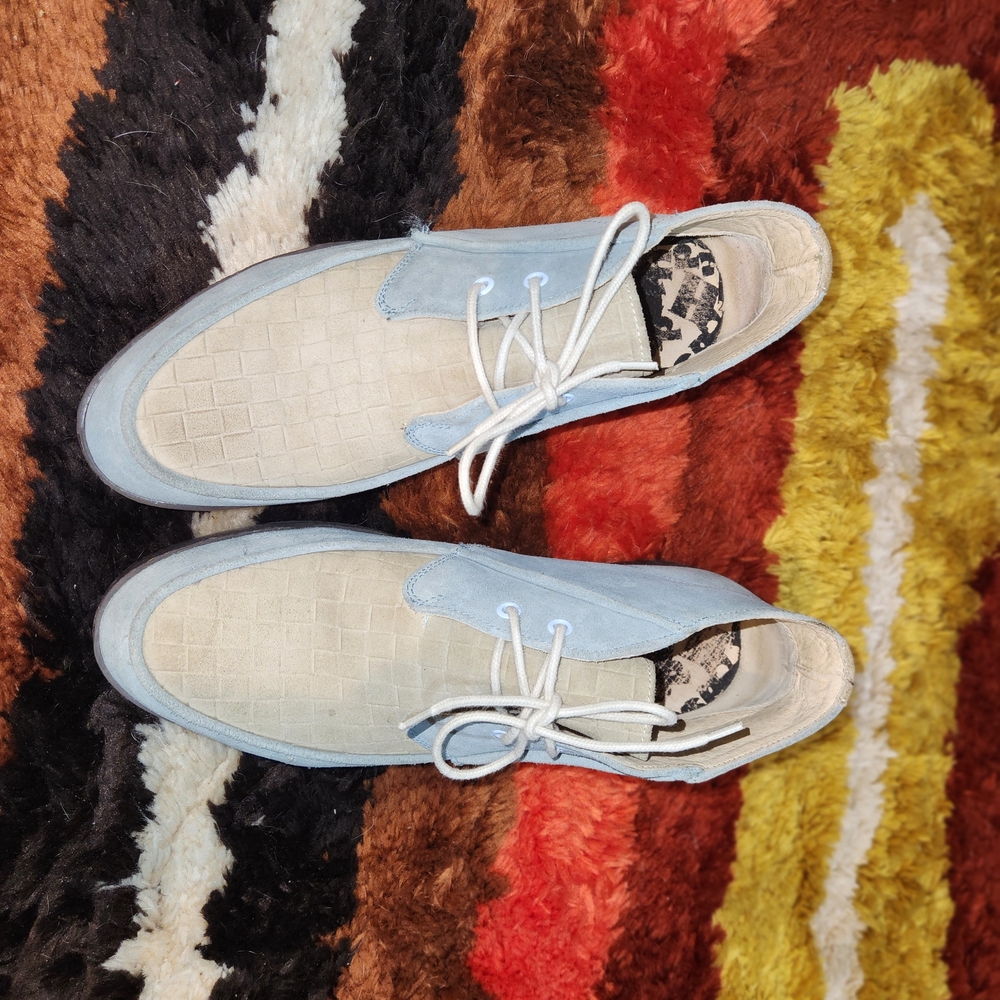 Suede Hush Puppies Hemingway Design Dessert Boots Light Blue/Tan Size 9.5